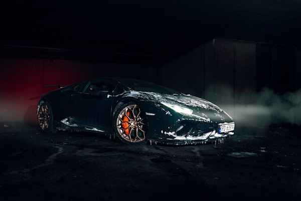 Exotic car in a garage
